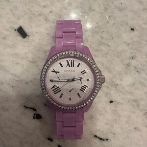 Fossil Purple Watch with Crystal Accents